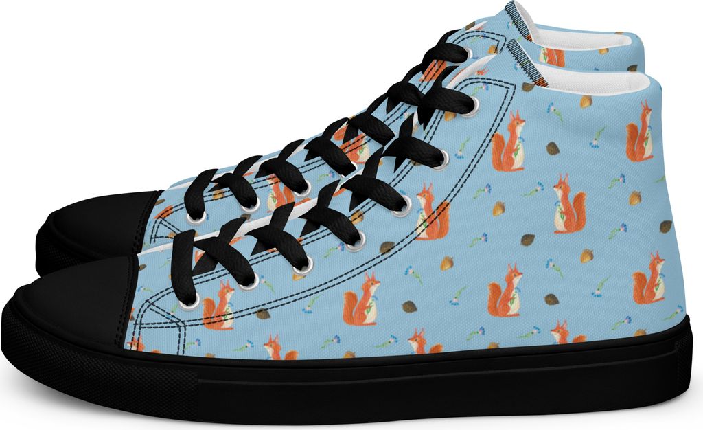 Mr. & Mrs. Panda Damen Sneaker Black Edition Eichhörnchen Blume Größe 42 - Blau - Geschenk, Lustige Sprüche, glücklich Spruch, Schwarz, Schwar...