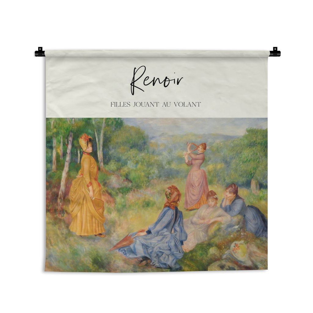 MuchoWow Wandteppich Wandbehang Kunst - Renoir - Filles jouant au volant 90x90 cm Tapisserie Dekoration Wandtuch - Wandaufhänger