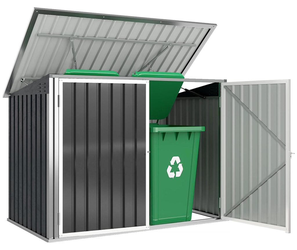 Outsunny Mülltonnenbox für 2 Mülltonnen aus verzinktem Produktbild 