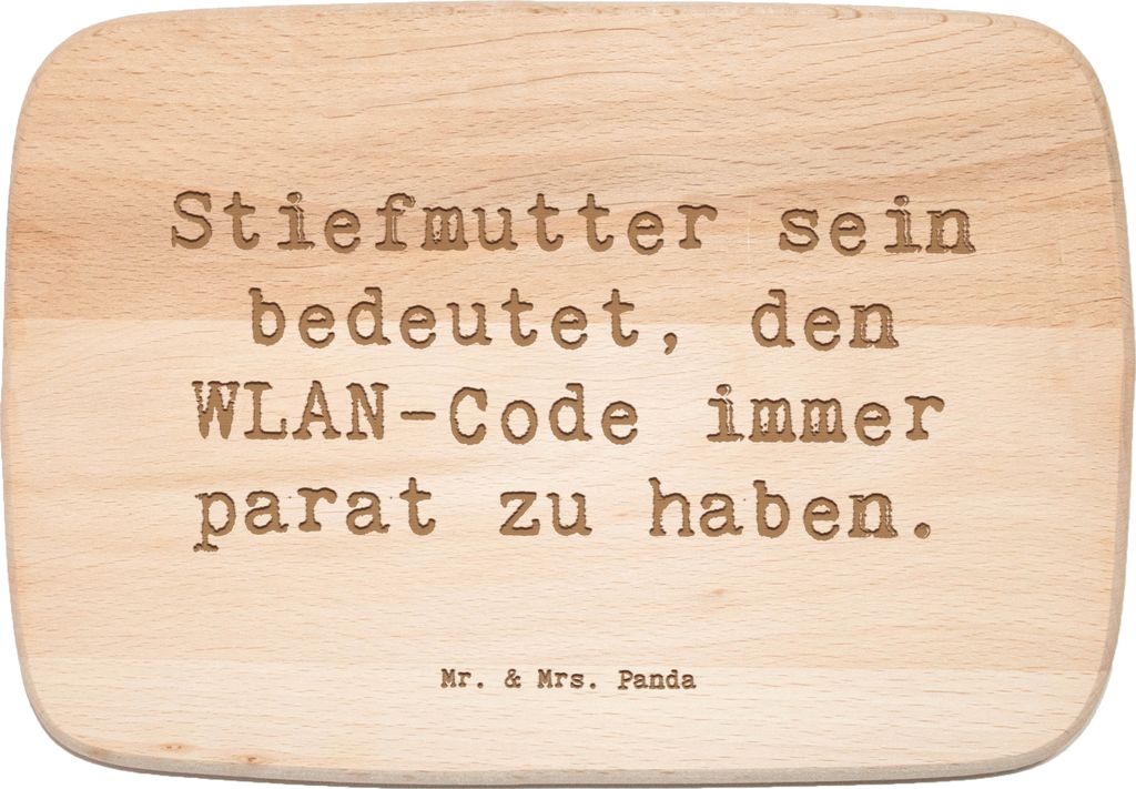 Mr. & Mrs. Panda Holzbrett Spruch Stiefmutter Heldin - Transparent - Geschenk, schneidebrettchen, Schneidebrett, familie, Handarbeit, moderne, Frü...