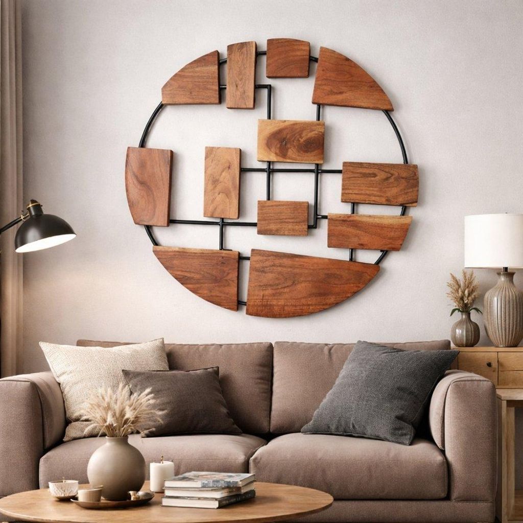 Wand-Deko-Objekt PARETO 90cm Unikat Akazienholz Wandbild Produktbild 
