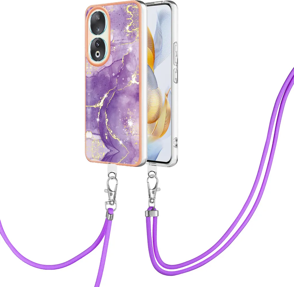Cover Honor 90 5G Viola con Tracolla - Fashion TPU Case Protezione Totale