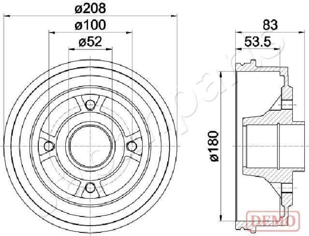 JAPANPARTS TA-0709C Bremstrommel Ø180,2mm Hinten für RENAULT TWINGO I (C06) CLIO I (B/C57, 5/357) SUPER 5 (B/C40) 5 (122) RAPID Kasten (F40, G40)