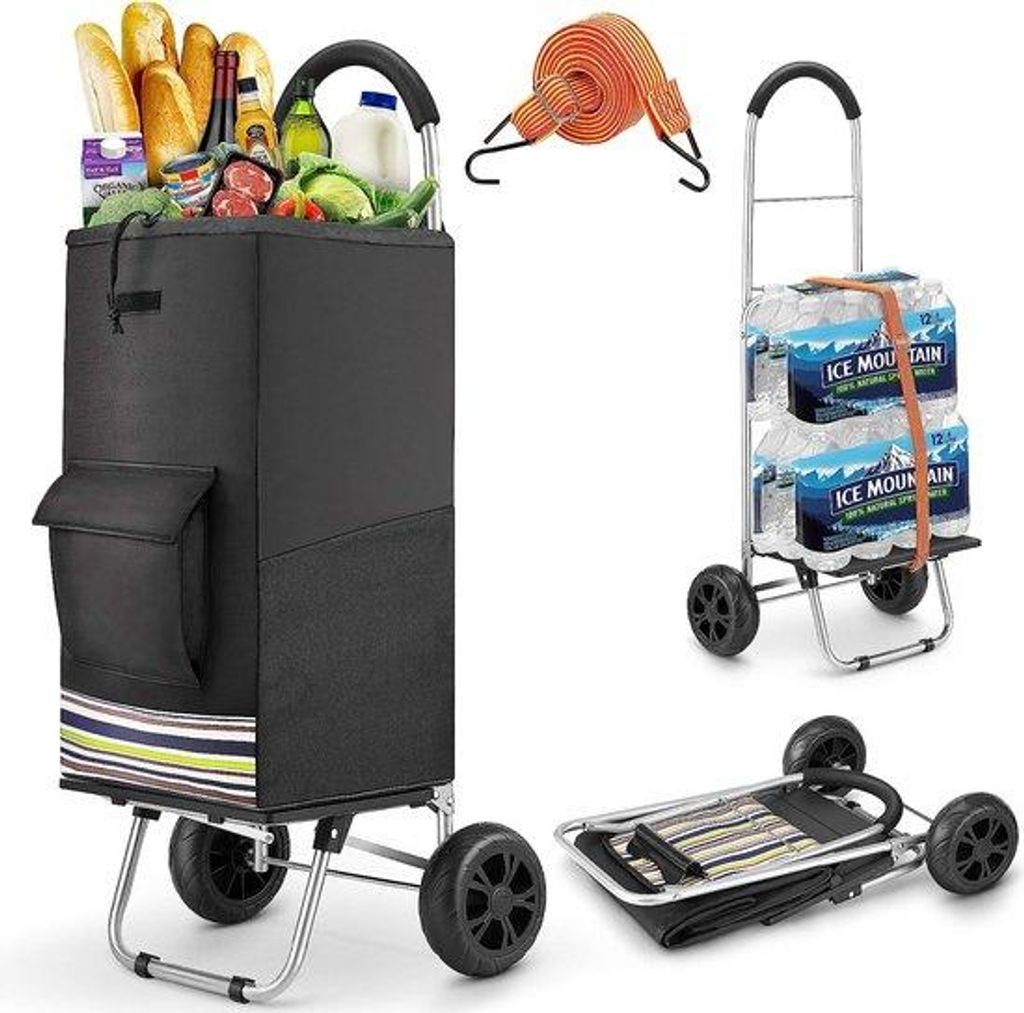 Unyqoos® inklapbare boodschappentrolley – 75 liter Productafbeelding 
