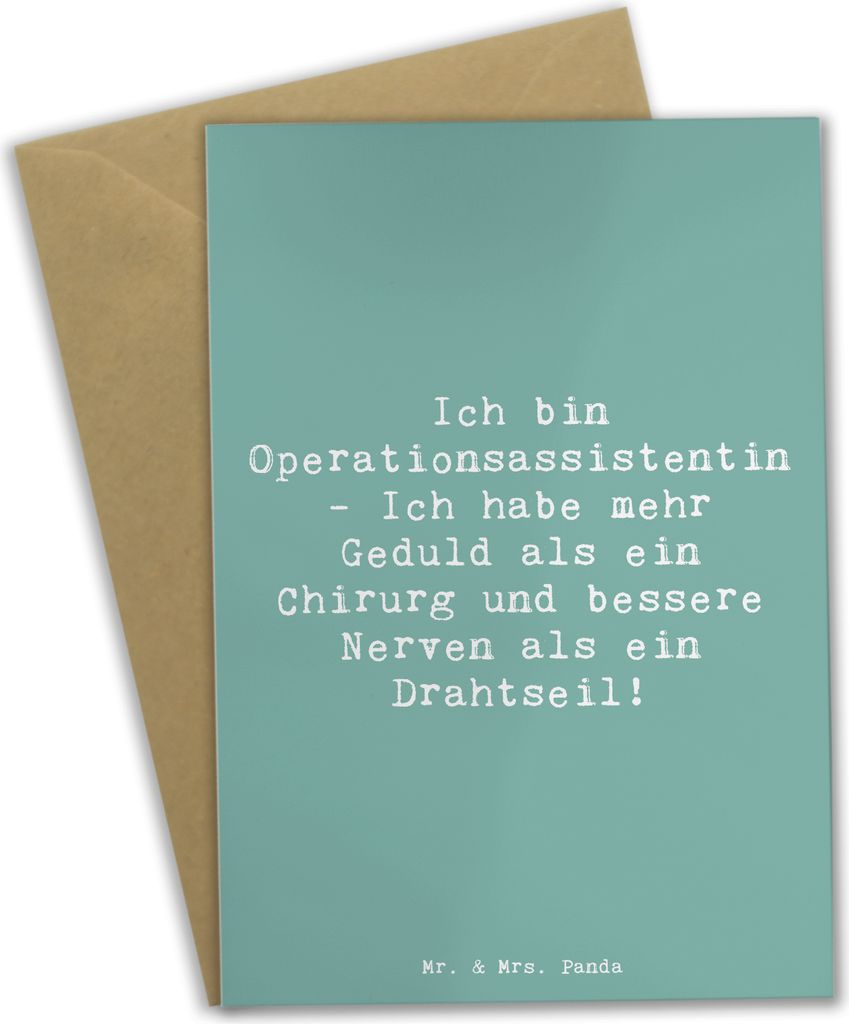 Mr. & Mrs. Panda babykarte Spruch Geduld Operationsassistentin - Meeresbrise - Geschenk, Berufsalltag, Nerven, dankeskarten, medizinisches Personal...