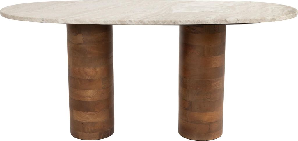 Housecraft Living Kouk Couchtisch 100x40 cm Marmor/ Holz Beige