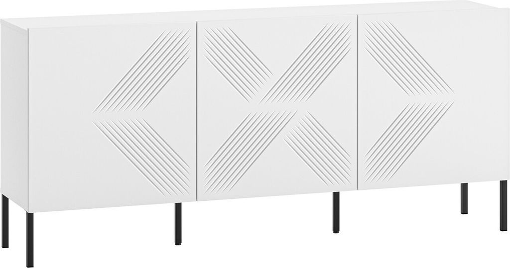 Kommode Beistellkommode 3-türig RINO 02 weiß 170x77x37cm