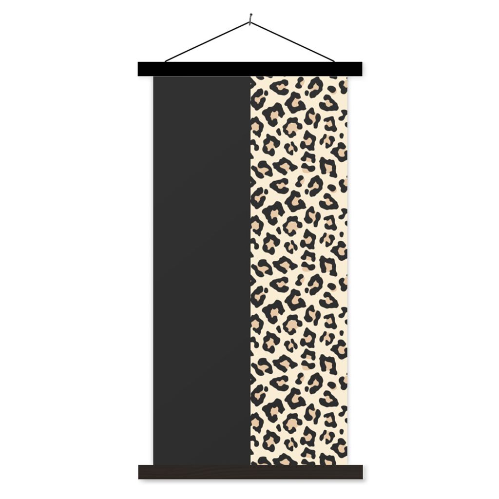 MuchoWow Textilposter Tiere - Muster - Panther 60x120 cm mit schwarzem Rahmen - Magnete