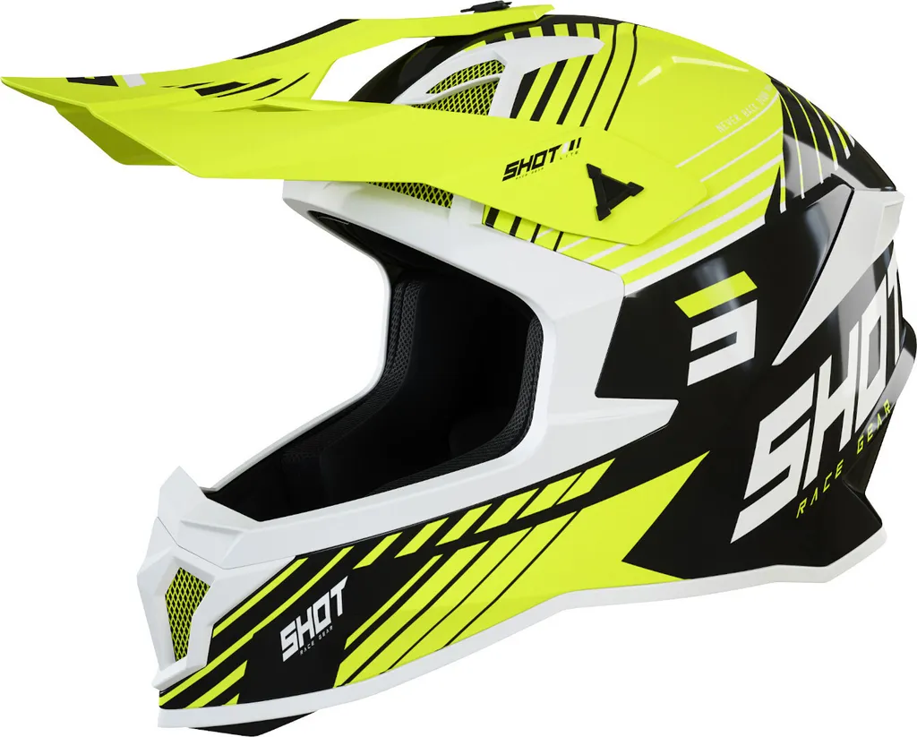 Casque de motocross Shot Lite Fury Noir Jaune - Taille L 59-60cm Homologué