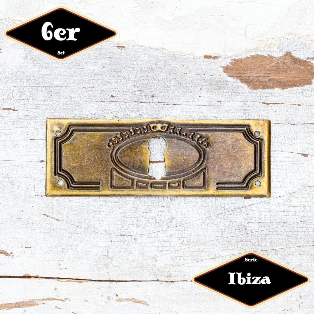 Schlüsselplatte,Serie"Ibiza",6er Pack|Eisen in Messing pat.|H3,3xB9,7cm