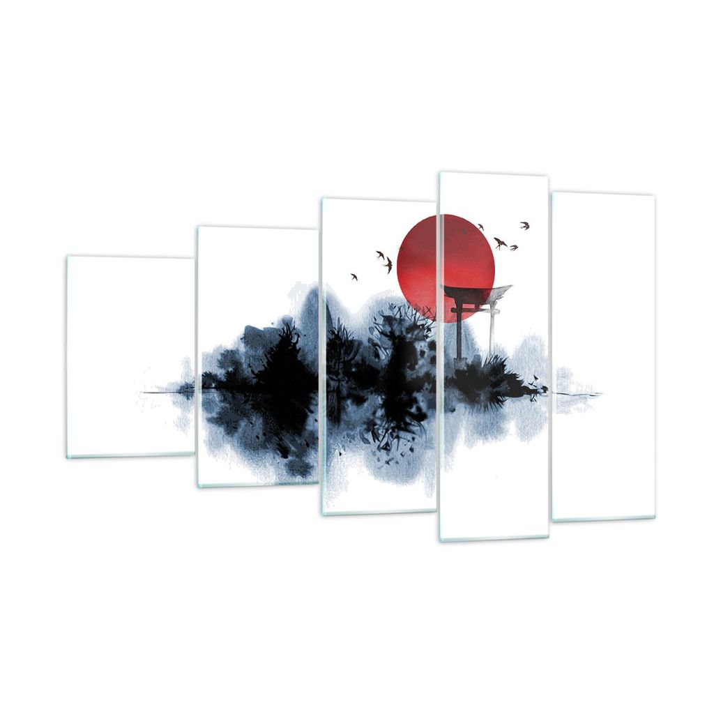 Bilder auf glas - 5 Teile - Rot Sonne Tor - 100x60cm - Glasbilder - Wandbilder - Bilder - Kunstdruck - zum Aufhängen bereit - Wanddekoration aus G...