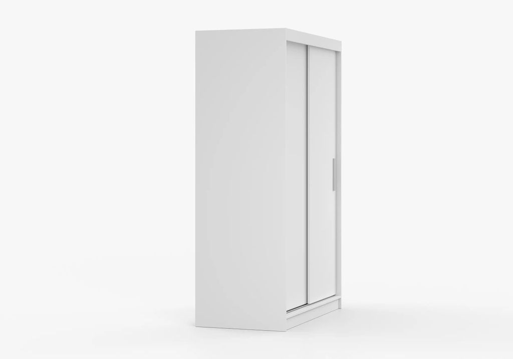 Schwebetürenschrank Kleiderschrank Schrank 120 cm Weiß ohne Spiegel, 2-türig, Schlafzimmer IMOI X