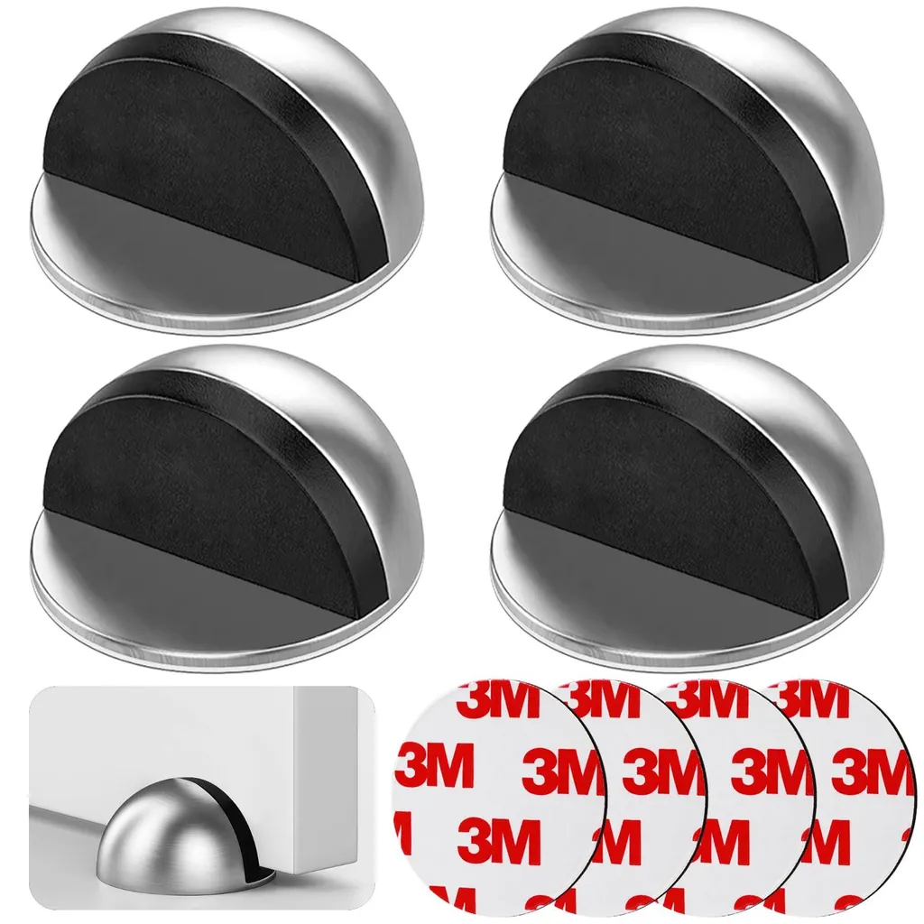 Lot de 4 Butoirs de Porte en Acier Inoxydable Autocollants avec Aimant