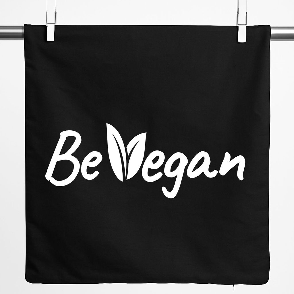 Huuraa Kissenbezug Be Vegan Blätter 40x40cm Black Baumwolle Dekokissenbezug Geschenkidee