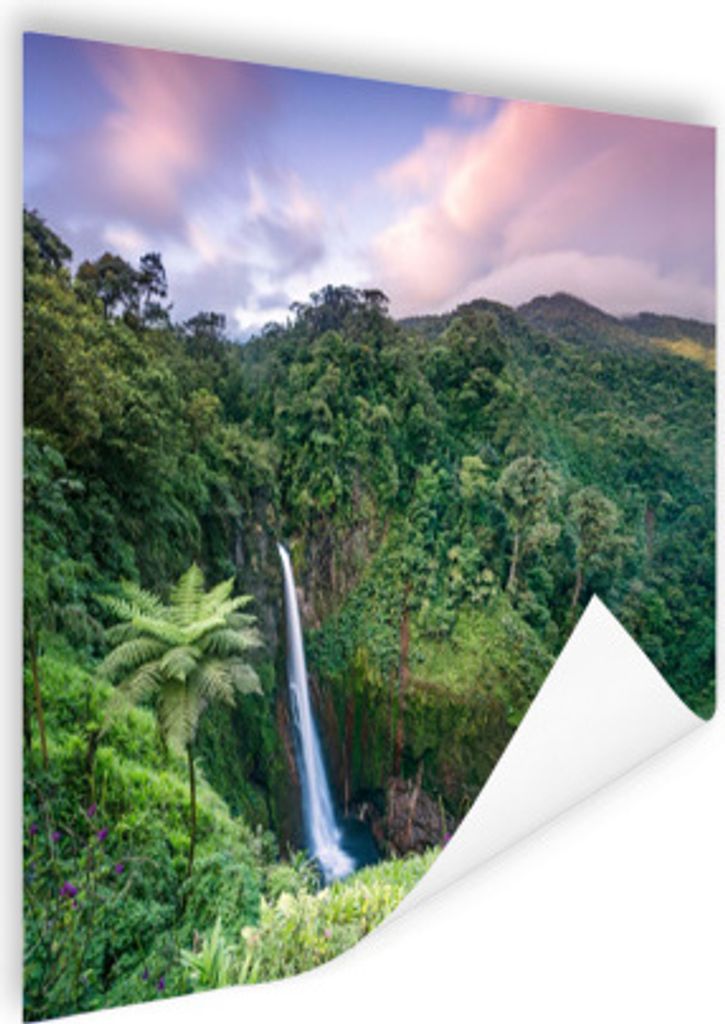 MuchoWow Poster Wasserfall - Sonnenuntergang - Dschungel 40x30 cm - Plakate für die Wände - Poster Wohnzimmer