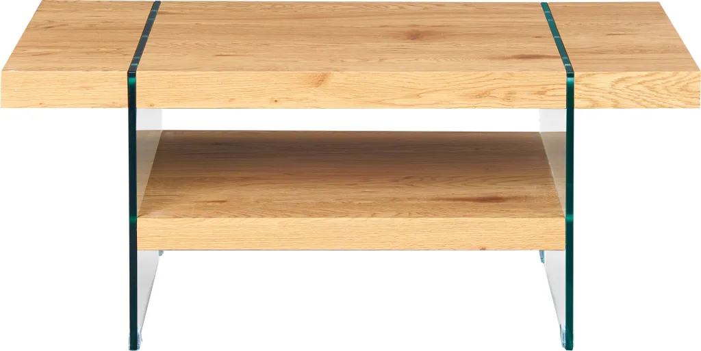 Table basse bois chêne sauvage Bensam - Double plateau de rangement