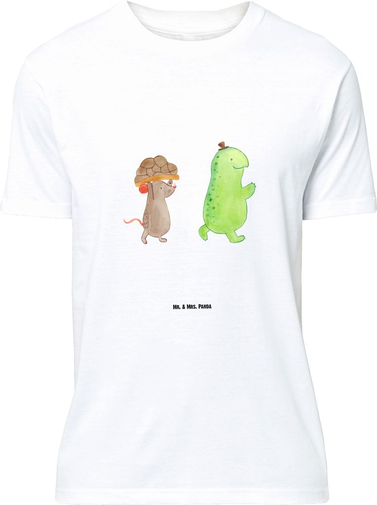 Mr. & Mrs. Panda T-Shirt Schildkröte Maus - Weiß - Geschenk, Shirt, Beste Freunde, Statementshirt, Hilfe, oberteil, Tshirt, S