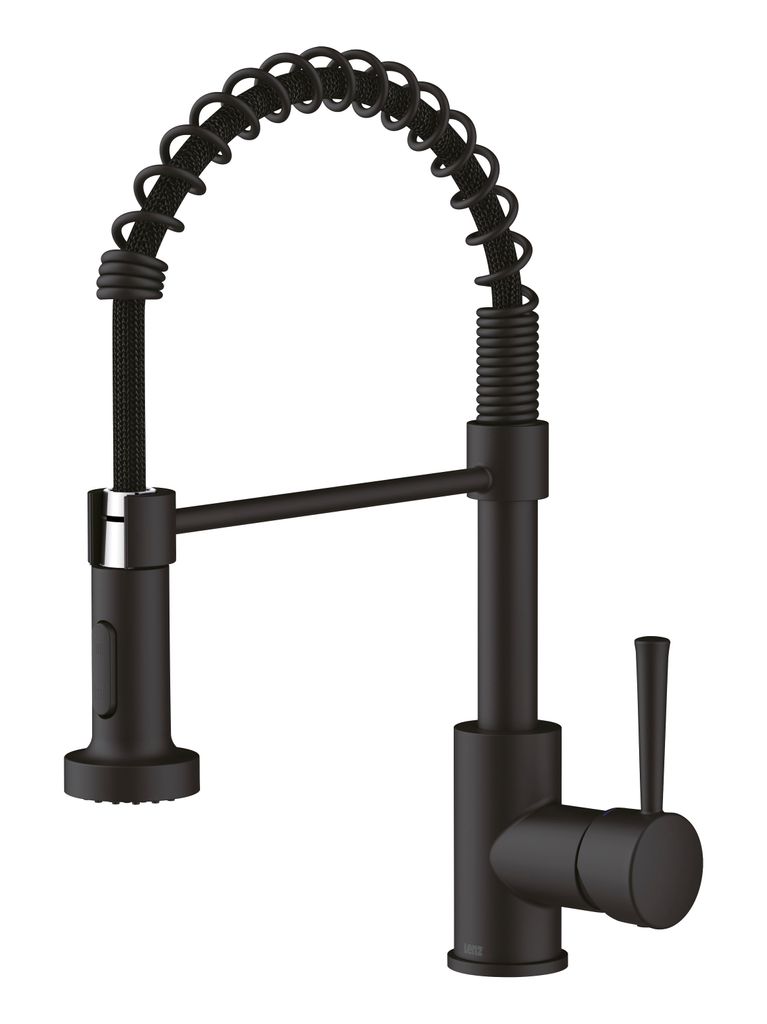 Lenz NOVA Küchenarmatur Schwarz-matt, flexible Spiralbrause, 2 Strahlarten, 360° schwenkbar, , Hochdruck, Markenmischdüse 46070951