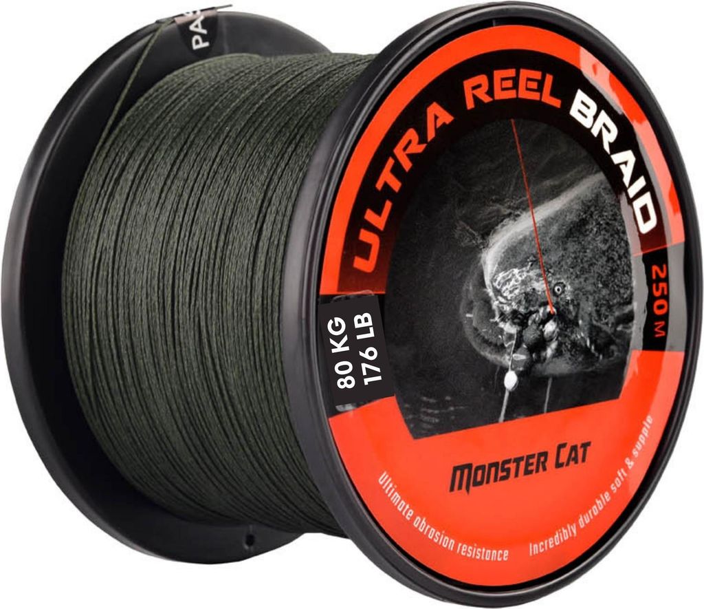 Monster Cat Ultra Braids 250 m / 50 kg / 110 lb Geflochtene Schnur für Rolle