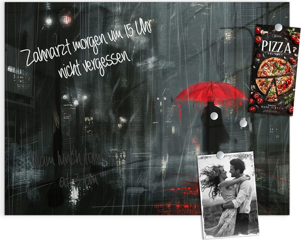 Magnettafel 120x90cm Pinnwand Whiteboard beschreibbar - Regenroter Schirm