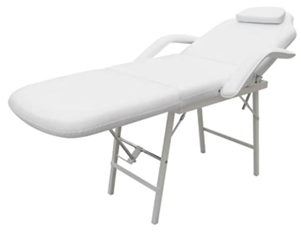 vidaXL Kosmetikstuhl Tragbar Kunstleder 185×78×76 cm Weiß