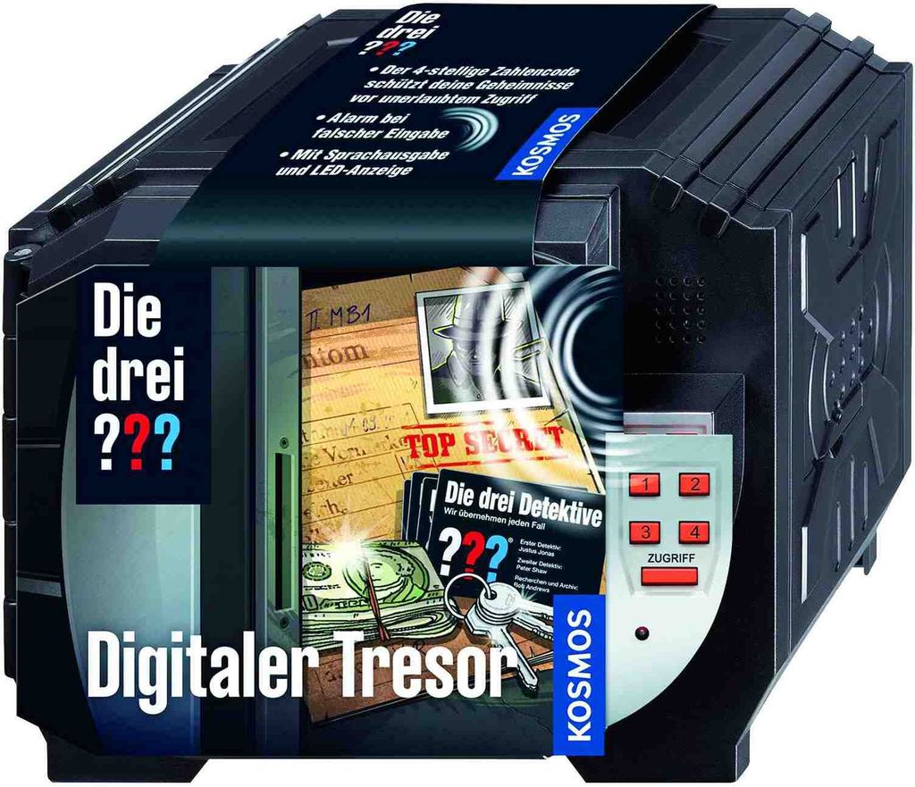 A digital safe with promotional graphics and text.