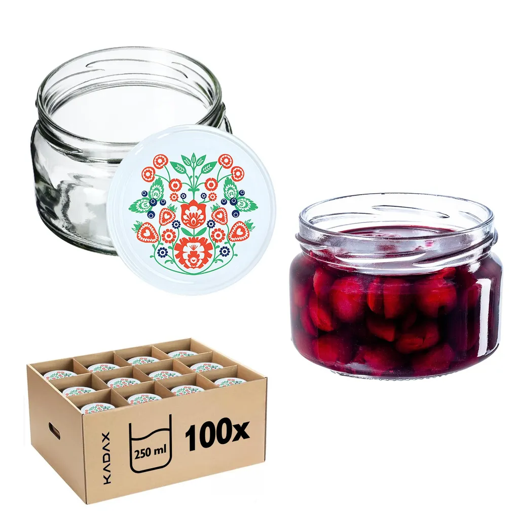 Set Vasetti Vetro 250ml KADAX Ermetici: Ideali per Sottovuoto e Miele