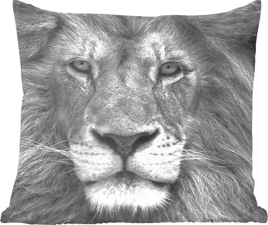 MuchoWow Zierkissen Sofakissen Wohnzimmer Dekokissen 40x40 cm Tierprofil Persischer Löwe in schwarz und weiß - Sofakissenbezüge - ohne füllung