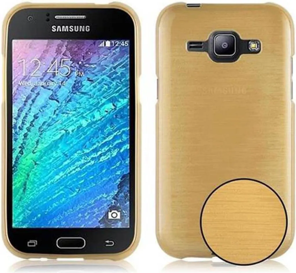 Cadorabo Custodia Samsung Galaxy J1 2015 Oro - Cover Silicone TPU