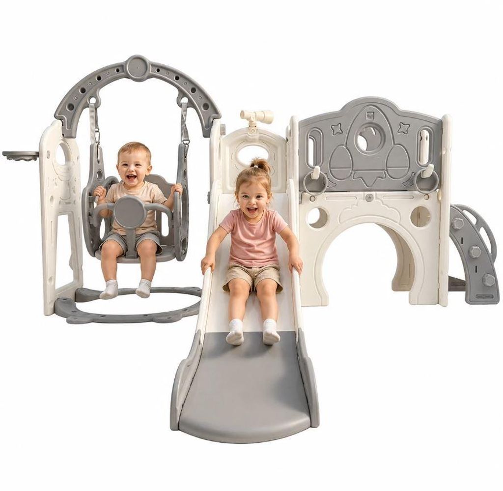 Spielplatzrutsche, freistehende Schaukel, Kinderrutsche mit Leiter