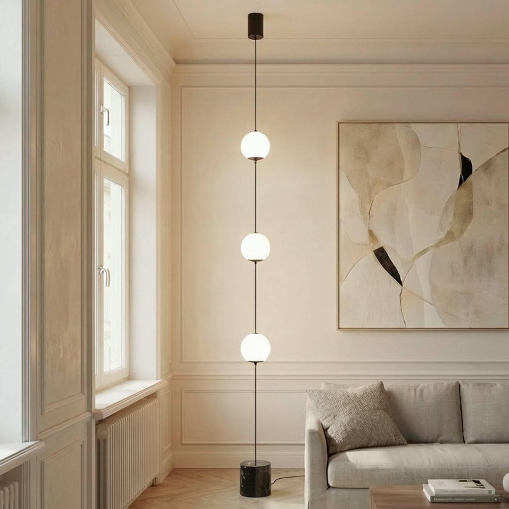 Lucande LED-Stehleuchte Darrow, schwarz/opal, Glas, dimmbar Produktbild 