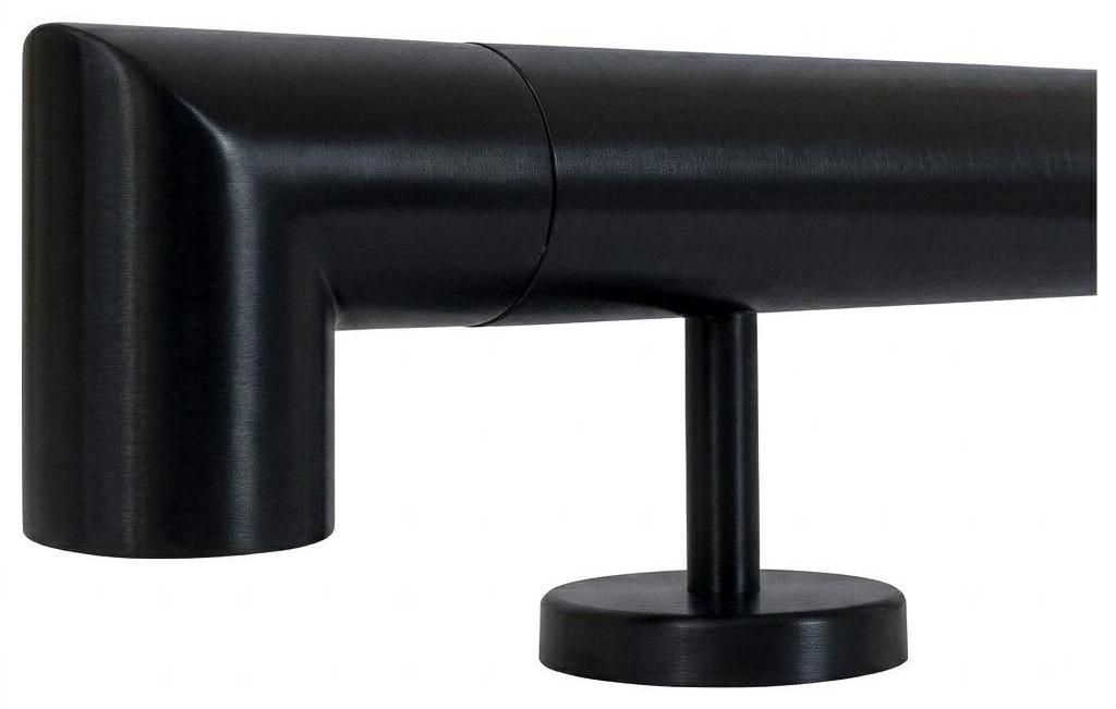 TIBU Handlauf Edelstahl Geländer Ø42,4 Schwarz 30-600 cm Wandhandlauf Treppe gerade Edelstahlhalter, Variante Länge 340 cm mit 4 Halter und Ecke...