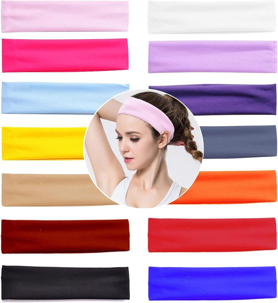 14 Stück Yoga-Baumwoll-Stirnbänder, elastisches Produktbild 