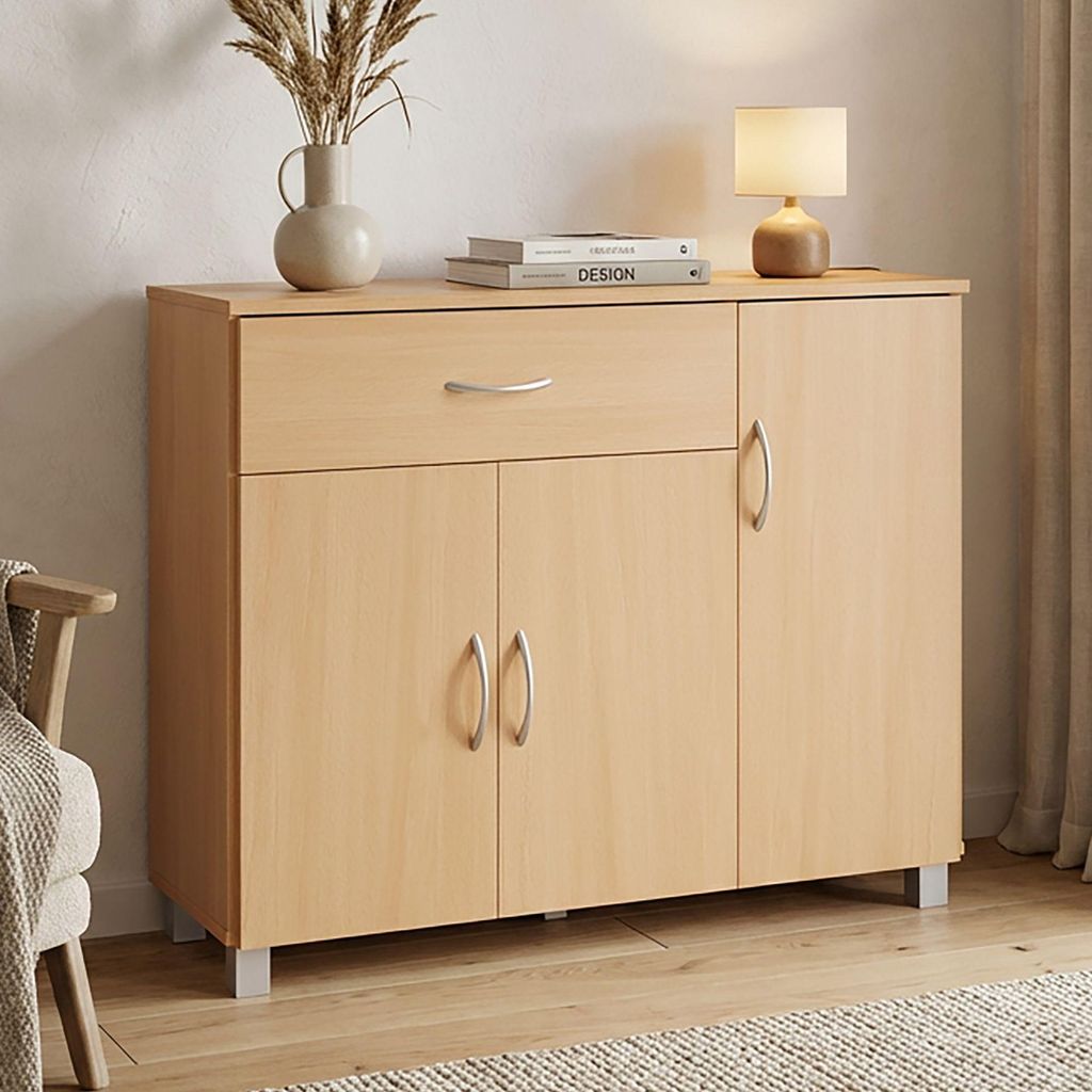 FineBuy Sideboard Buche SETE 90 x 75 x 30 cm Schränkchen 1 Produktbild 