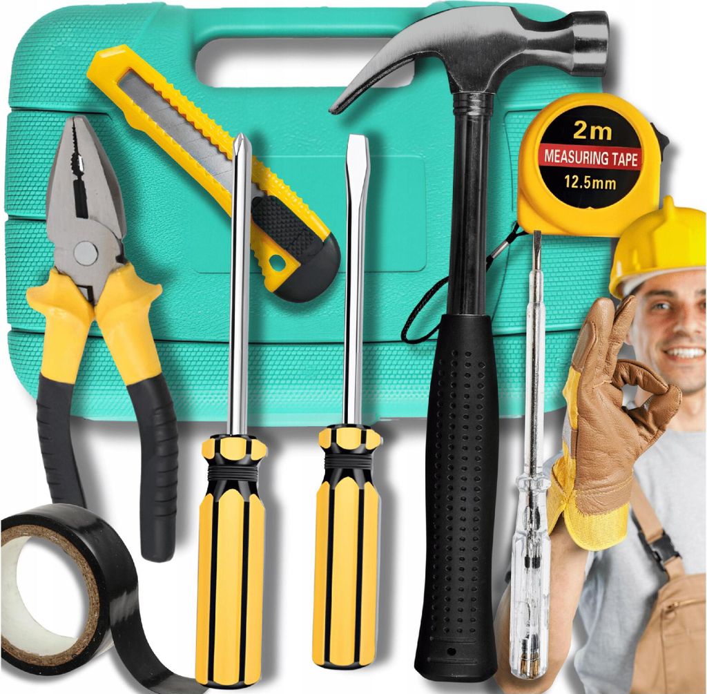 OMNA | Werkzeug-Set 9-teilig - Kompakt - Ideal für Reparaturen - Ergonomisches Design - Praktischer Koffer