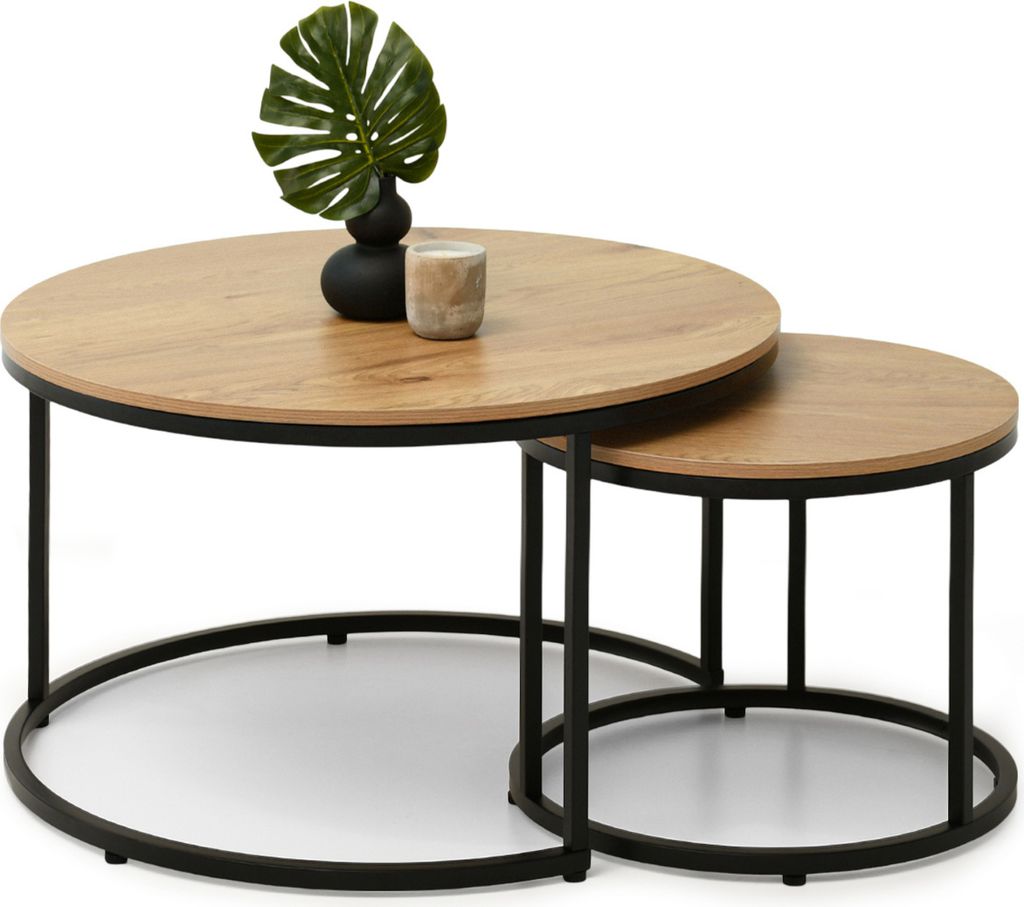 Ensemble de tables basses JACEK - chêne / noir Image du produit 