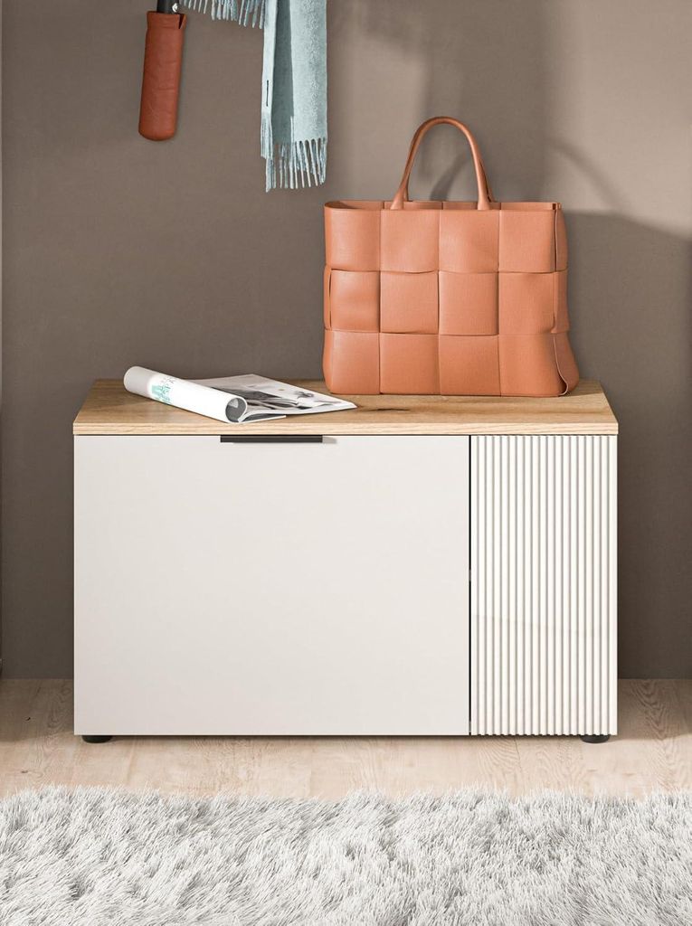 Slide Sitzbank mit Aufbewahrung 2 Türen Kaschmir Nachbildung.