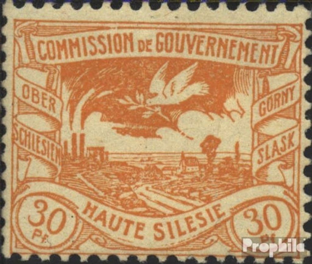 Briefmarken Oberschlesien 1920 Mi 20 postfrisch Schlesische Hüttenwerke