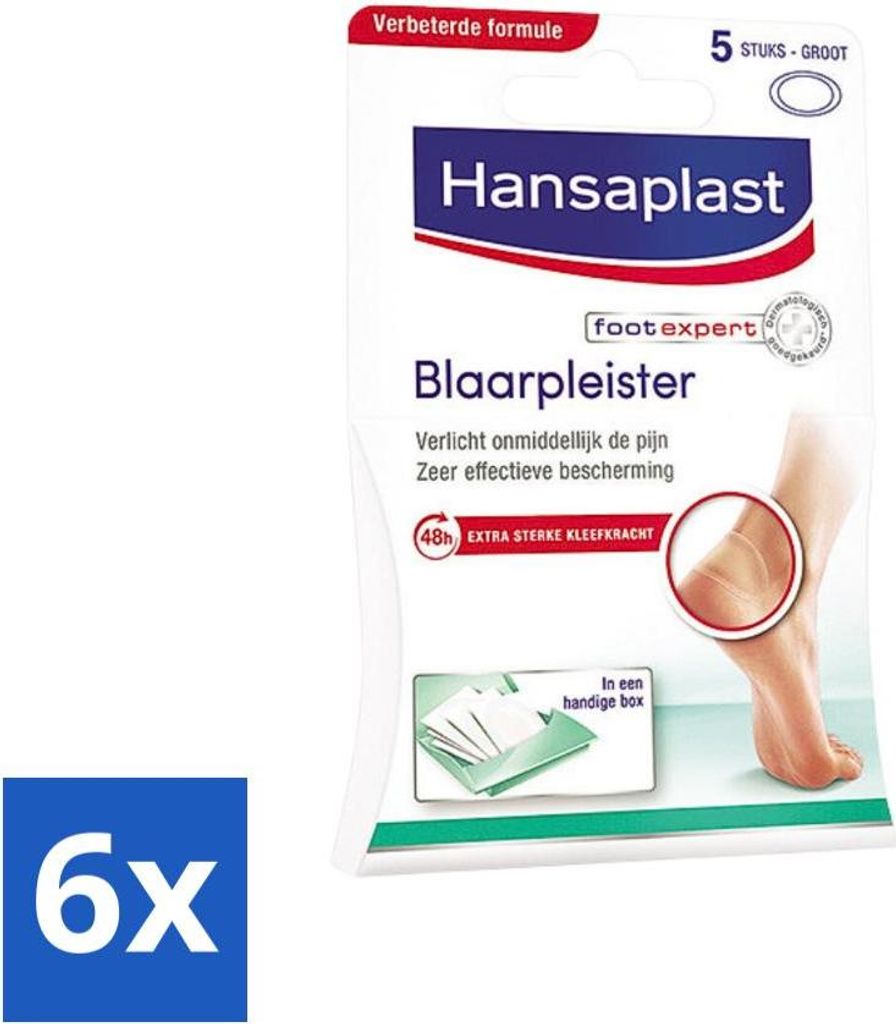 Hansaplast - Blasenpflaster - Fußpflege - Anti Blasen - Wasserfest - Großes Pflaster - Inselpflaster - Groß L - 5 Pflaster - Vorteilspack - 6 St...