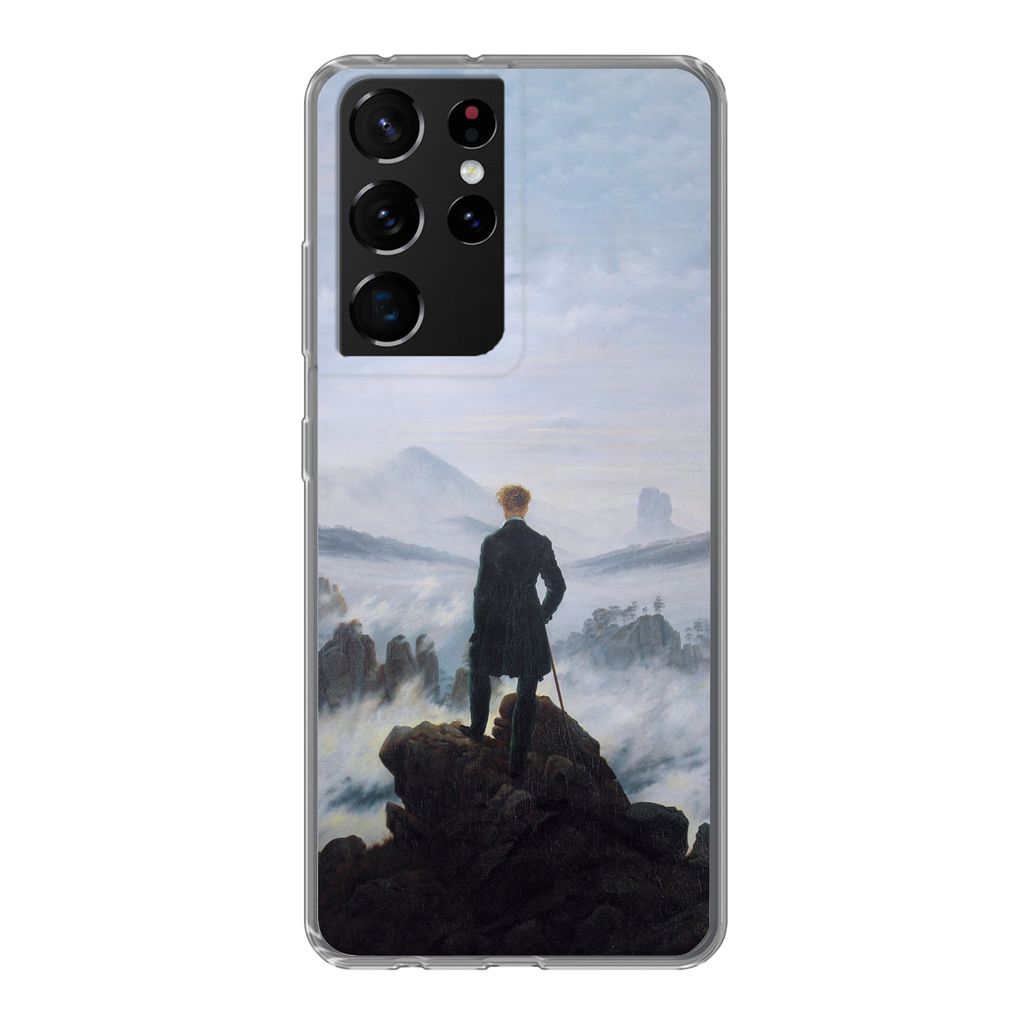 MuchoWow Handyhülle Schutzhülle Hülle für Samsung Galaxy S21 Ultra Der Wanderer über dem Nebelmeer - Caspar David Friedrich - Kunstwerk Sili...