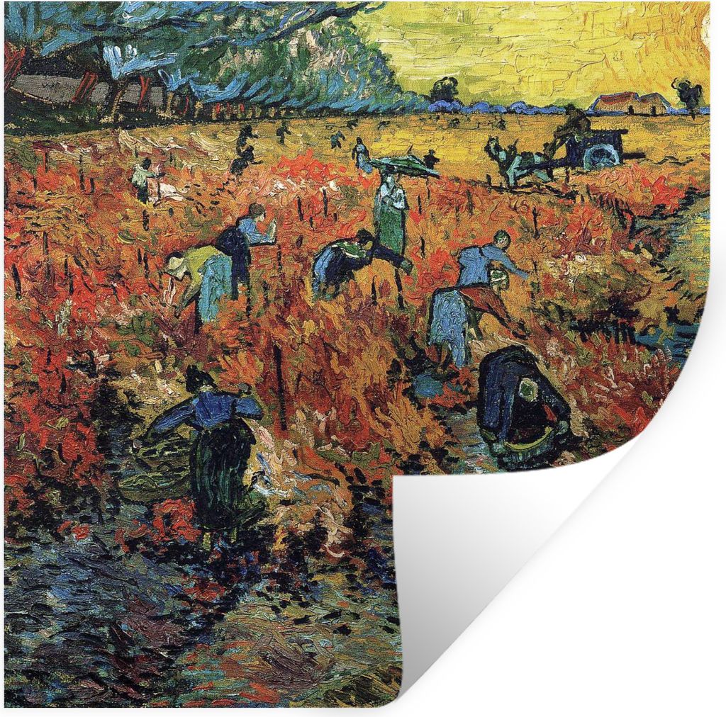 MuchoWow Wandtattoo Wandsticker Wandaufkleber Der rote Weinberg - Vincent van Gogh 100x100 cm Selbstklebend und Repositionierbar - Wierderverwend...