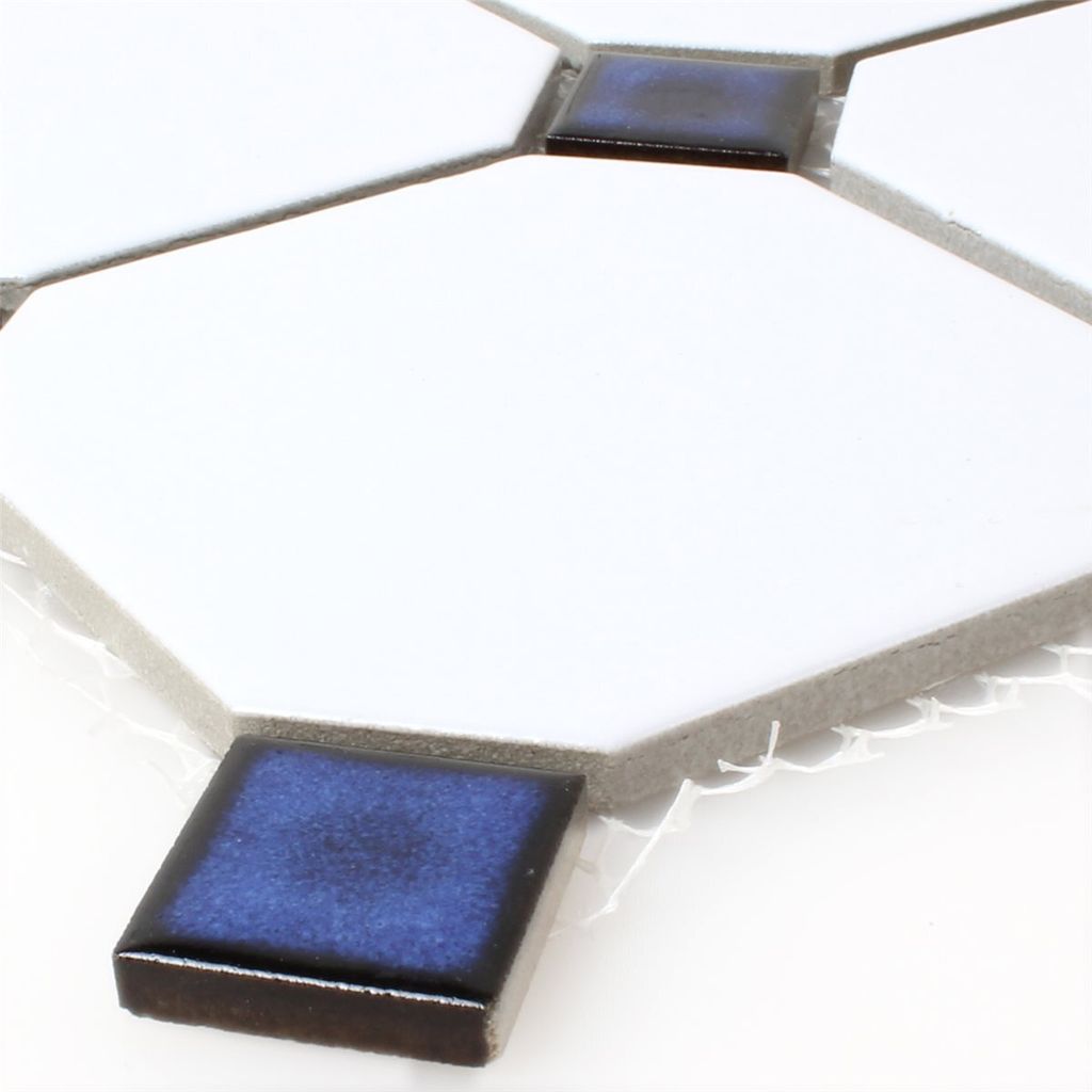 Keramik Mosaikfliesen Octagon Belami Weiß Blau Produktbild 