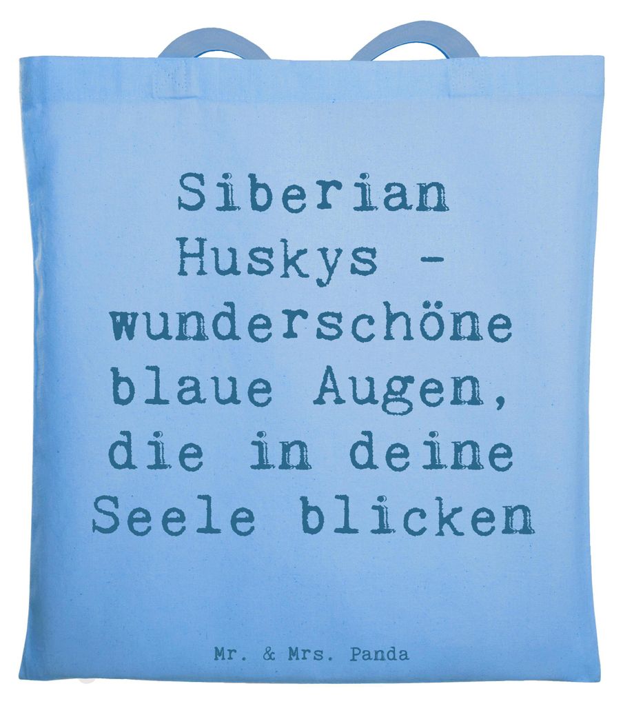 Mr. & Mrs. Panda Jutetasche Spruch Siberian Husky Augenzauber - Sky Blue - Geschenk, Hunderassen Vielfalt, Schlittenhund, Husky-Liebhaber, Hunderas...