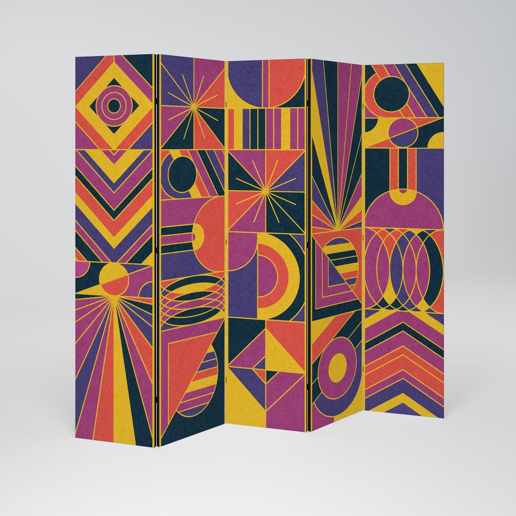 SpaceRebels Paravent Raumteiler - 5-teilig Raumtrenner, Druck 2-Seite - Raumtrenner - Trennwand Wohnung - Room Divider - Spanische Wand Deko Modern...