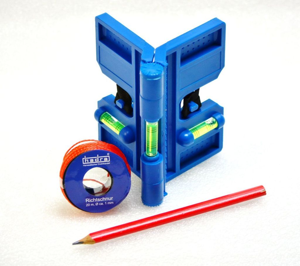 Winkel-Wasserwaage Set Zaunwaage inkl. Richtschnur und Bleistift