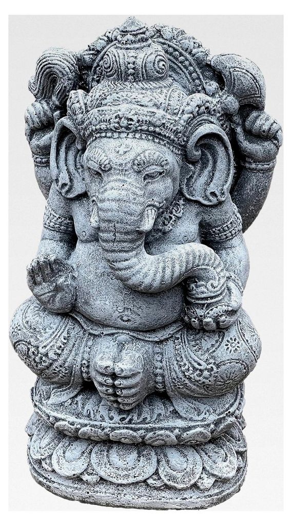 Steinfigur Ganesha 12,1 kg frostfest aus massivem Steinguss