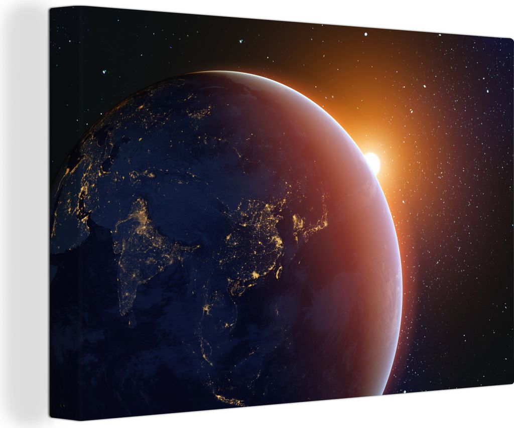 OneMillionCanvasses - Leinwandbilder - 150x100 cm, Sonnenaufgang über der Erde, Wandbilder Kunstdruck Wanddekoration