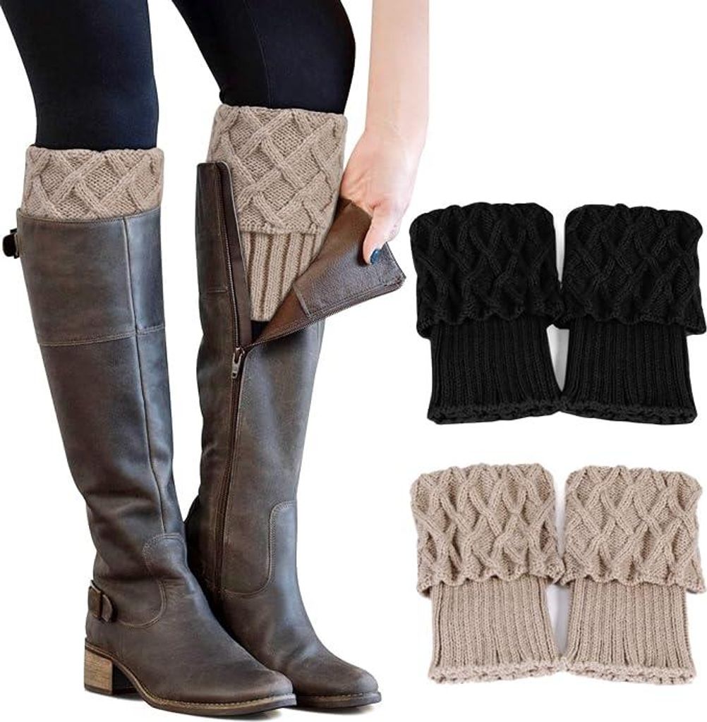2 Paare Stulpen Damen Winter Beinw?rmer, Stricken H?kelarbeit Kurze Knopf Pulsw?rmer Leg Warmers M?dchen Stiefel Boot Abdeckung fš¹r Winterw?rmer