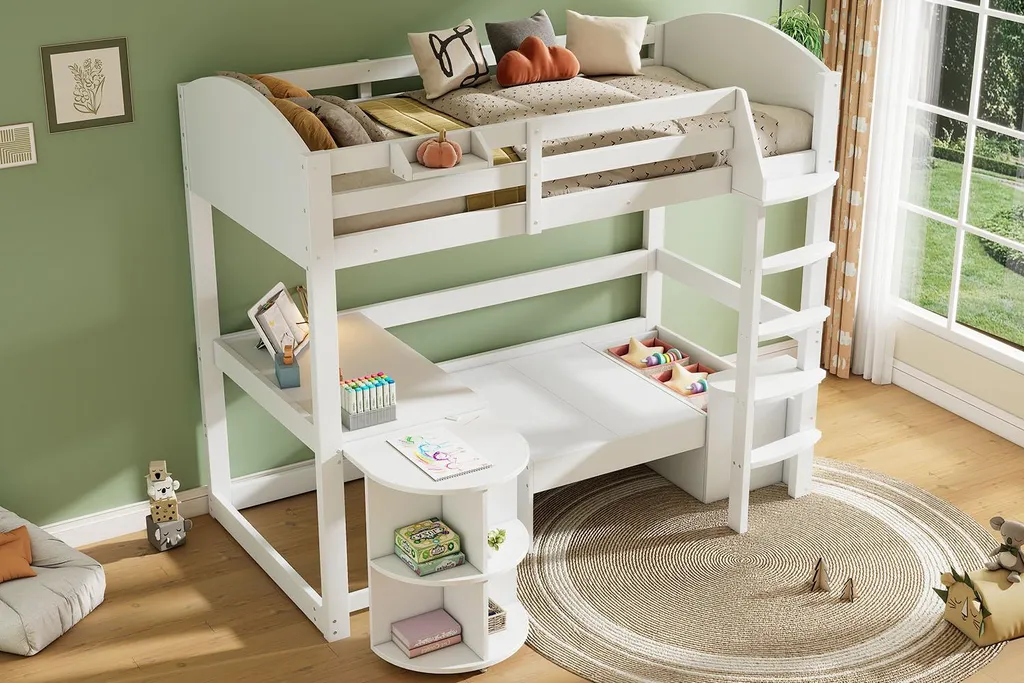 Lit combiné enfant 90x200 cm idéal pour petite chambre blanche - 8