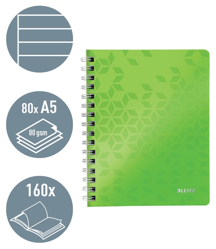 Leitz WOW Collegeblock A5 liniert, 160 Seiten, 80 Blattes Produktbild 